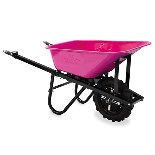 BAMATO elektrische Schubkarre MTR-155 | Pink Edition | 150kg Traglast | Stufenlos bis 6,0 km/h vorwärts | 75L Muldenvolumen | Muldenschubkarre
