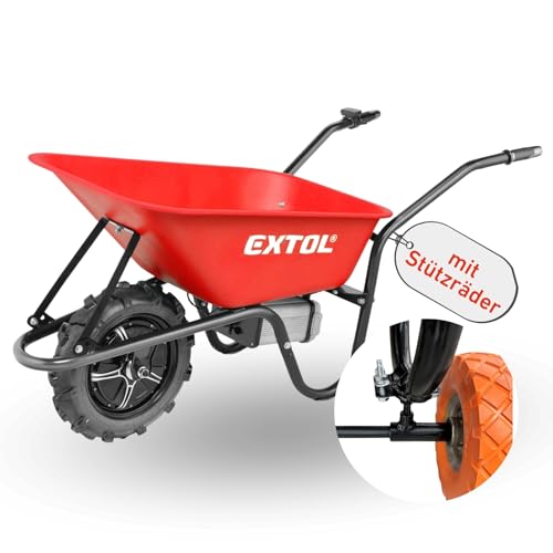 elektrische Schubkarre mit Akku & Zusatzrädern I 500 W I 80 L Mulde & 150 kg Traglast I leistungsfähige Motorschubkarre I Offroad-taugliche