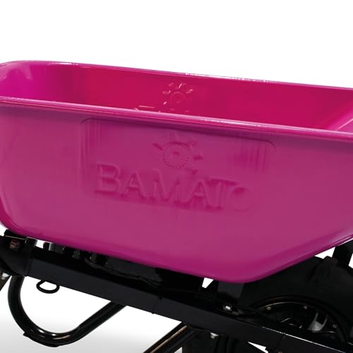 BAMATO elektrische Schubkarre MTR-155 | Pink Edition | 150kg Traglast | Stufenlos bis 6,0 km/h vorwärts | 75L Muldenvolumen | Muldenschubkarre
