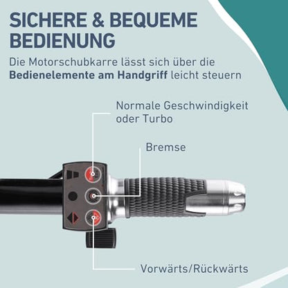 Extol Industrial Elektrische Schubkarre mit Akku I 100L Mulde I 260kg Traglast I 500W I 40V Li-ion mit 6000mAh