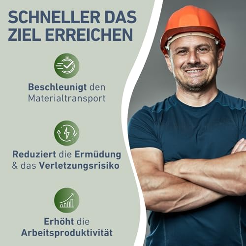 Extol Craft elektrische Schubkarre mit Akku, 500 W, 80 L Mulde & 150 kg Traglast, leistungsfähige Motorschubkarre, Offroad-taugliche Akkuschubkarre
