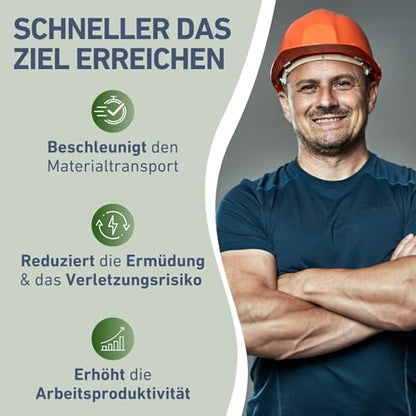 Extol Craft elektrische Schubkarre mit Akku, 500 W, 80 L Mulde & 150 kg Traglast, leistungsfähige Motorschubkarre, Offroad-taugliche Akkuschubkarre