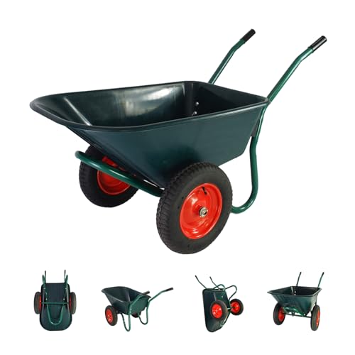TRUTZHOLM 2-Rad Schubkarre 100 L 160 kg Gartenschubkarre mit 4 PR Lufträdern auf Stahlfelgen für Garten, BAU und Stall Schiebkarre Gartenkarre 73 cm