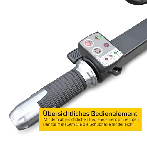 BAMATO elektrische Schubkarre MTR-155 | Pink Edition | 150kg Traglast | Stufenlos bis 6,0 km/h vorwärts | 75L Muldenvolumen | Muldenschubkarre