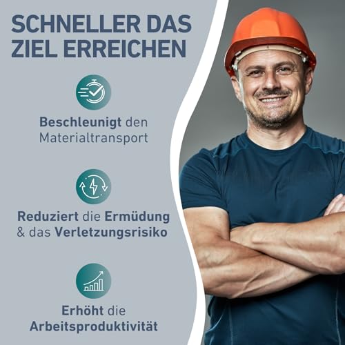 elektrische Schubkarre mit Akku I Motorschubkarre Plus ausziehbaren Rohrrahmen I Akkuschubkarre mit 100L Mulde & 260kg Traglast I 40V Li-Ion mit