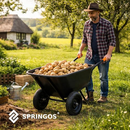 SPRINGOS Schubkarre 300 Liter Zweirad-Schubkarre Gartenschubkarre