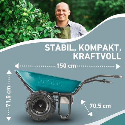 elektrische Schubkarre mit Akku I Motorschubkarre Plus ausziehbaren Rohrrahmen I Akkuschubkarre mit 100L Mulde & 260kg Traglast I 40V Li-Ion mit