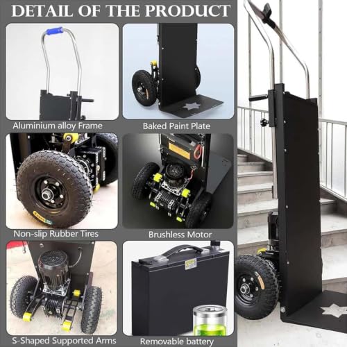 Elektrische Sackkarre mit Gummiketten, 1250W Elektrische Treppensteiger mit Treppen & Abstiege, 410KG Tragfähigkeit, 3 Modus klappbare