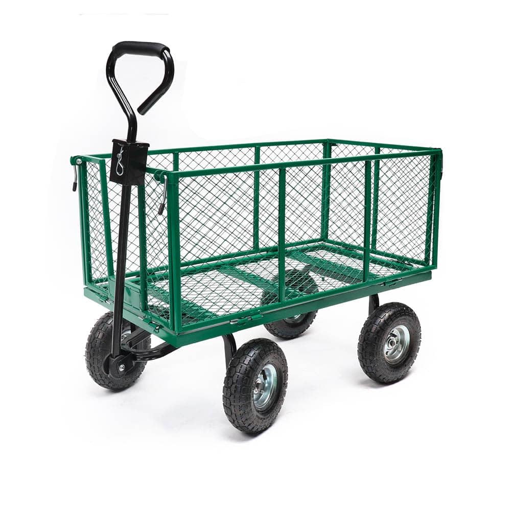 Schwerlast-Gartenwagen 500 Lbs Tragkraft – Klappbarer Utility-Wagen Mit Abnehmbaren Maschenseiten & Einsatz, 10" Pneumatikräder, Ziehgriff – Garten
