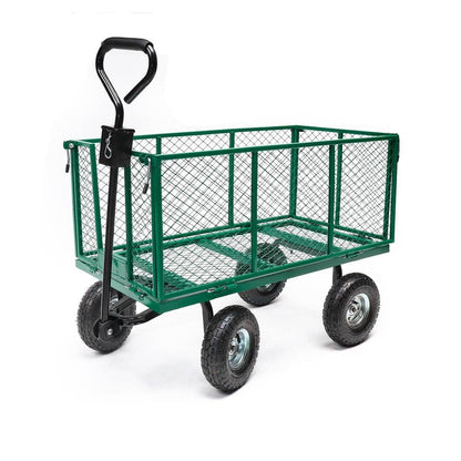 Schwerlast-Gartenwagen 500 Lbs Tragkraft – Klappbarer Utility-Wagen Mit Abnehmbaren Maschenseiten & Einsatz, 10" Pneumatikräder, Ziehgriff – Garten