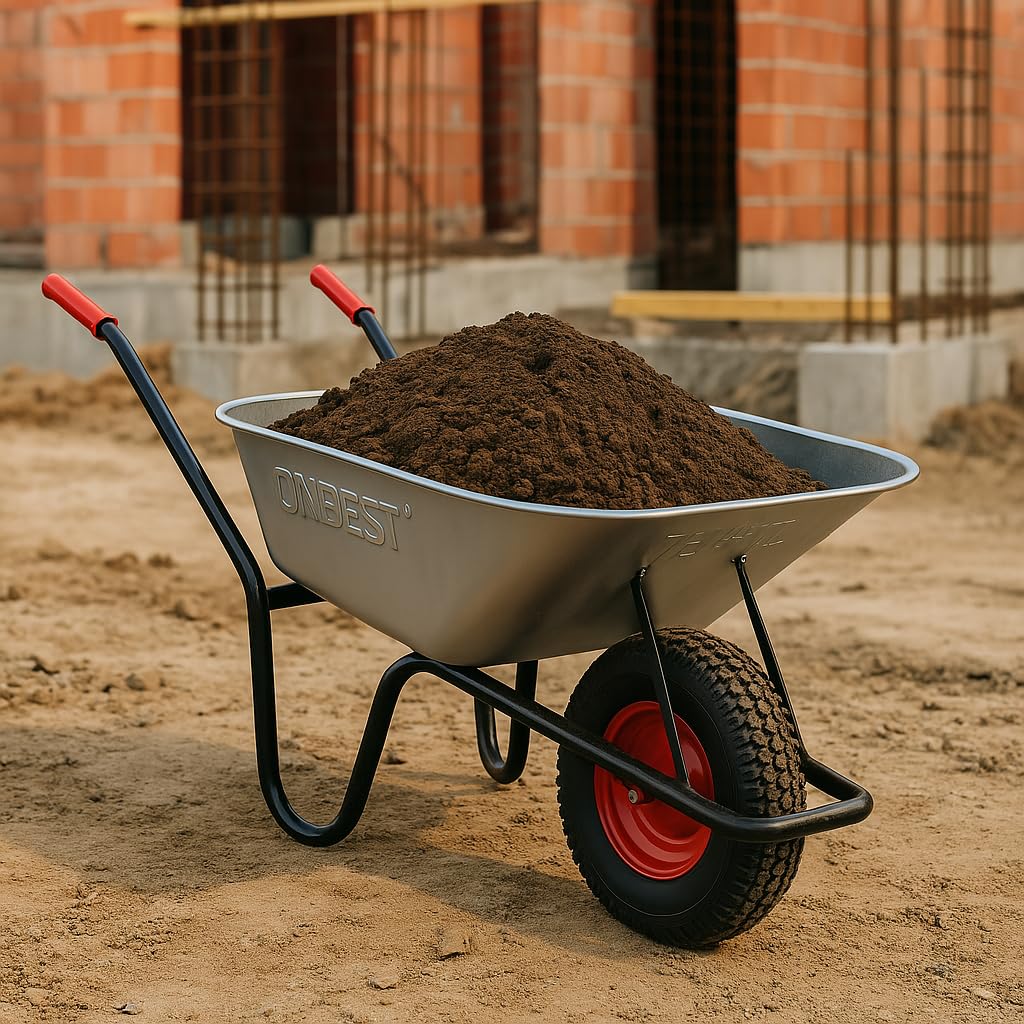 TRUTZHOLM Schubkarre 100 L Tragkraft 250 kg Kunststoffwanne leichtlaufendes Luftrad auf Stahlfelge stabile Gartenschubkarre Bauschubkarre Schiebkarre