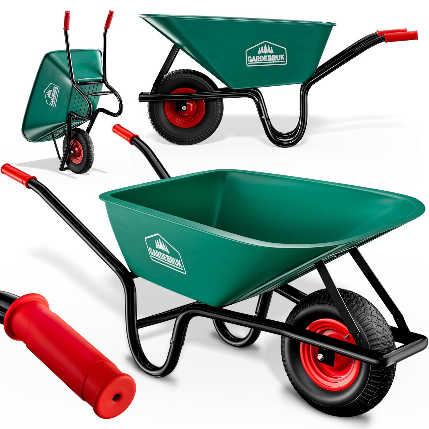 TRUTZHOLM Schubkarre 100 L Tragkraft 250 kg Kunststoffwanne leichtlaufendes Luftrad auf Stahlfelge stabile Gartenschubkarre Bauschubkarre Schiebkarre