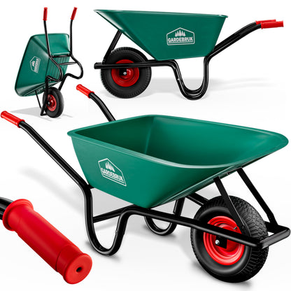 TRUTZHOLM Schubkarre 100 L Tragkraft 250 kg Kunststoffwanne leichtlaufendes Luftrad auf Stahlfelge stabile Gartenschubkarre Bauschubkarre Schiebkarre
