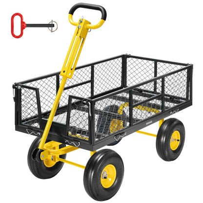 Schwerlast-Gartenwagen 500 Lbs Tragkraft – Klappbarer Utility-Wagen Mit Abnehmbaren Maschenseiten & Einsatz, 10" Pneumatikräder, Ziehgriff – Garten