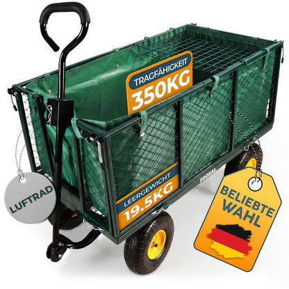 Schwerlast-Gartenwagen 500 Lbs Tragkraft – Klappbarer Utility-Wagen Mit Abnehmbaren Maschenseiten & Einsatz, 10" Pneumatikräder, Ziehgriff – Garten