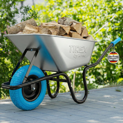TRUTZHOLM Schubkarre 100 L Tragkraft 250 kg Kunststoffwanne leichtlaufendes Luftrad auf Stahlfelge stabile Gartenschubkarre Bauschubkarre Schiebkarre